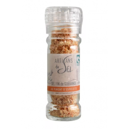 Sel fin de Guérande au Piment d’Espelette – Moulin Rechargeable 80g – Artisans du Sel