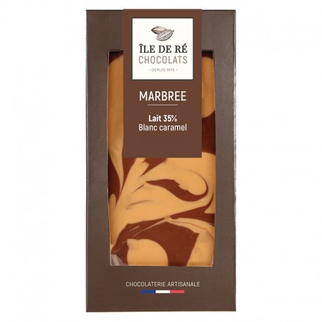 TABLETTE DE CHOCOLAT AU LAIT MARBRÉE BLANC ET CARAMEL