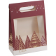 SAC CARTON ROUGE AVEC FENETRE DECO SAPINS/DORURE