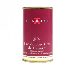 Bloc de foie gras avec morceaux au piments d’Espelette 200g Arnabar